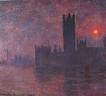 Houses Canvas Paintings - London Houses of Parliament at Sunset